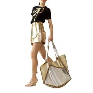 Cynthia Rowley - Mixed Metallic Vegan Leather Skirt